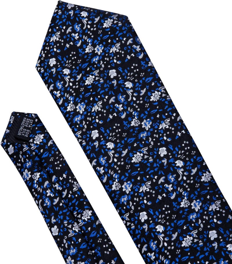Barry.Wang Store Flower Ties for Men Handkerchief Cufflinks Set Wedding Necktie Set Party - Image 5